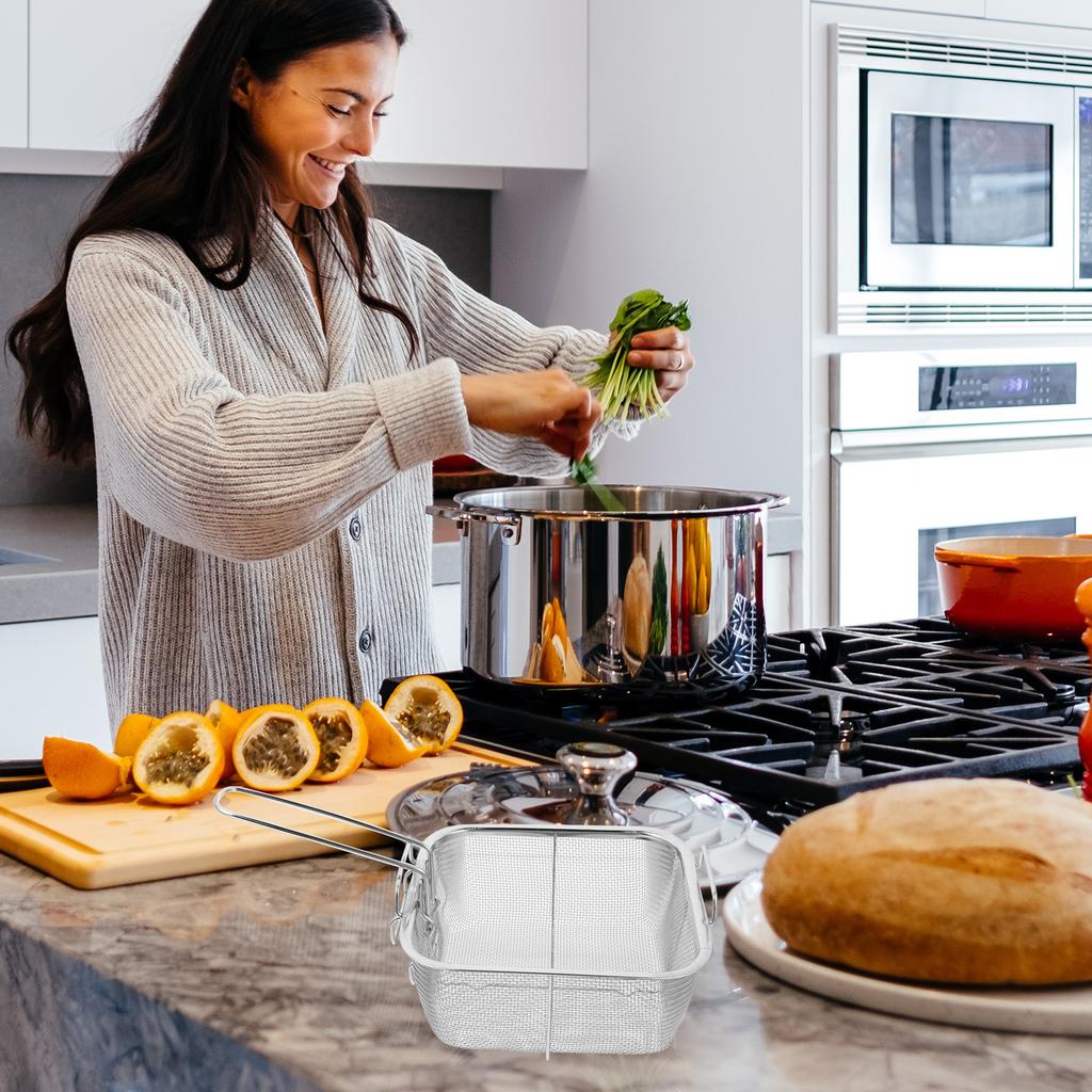 Kleiner Spülenablaufsieb Fritteusenkorb Luftkoch-Schaumlöffel Metallische Drahtkörbe für