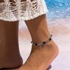 Metal Alloy Turquoise Anklet For Women, Simple And Versatile Retro Ethnic Style Ankle Chain Jewelry Gift