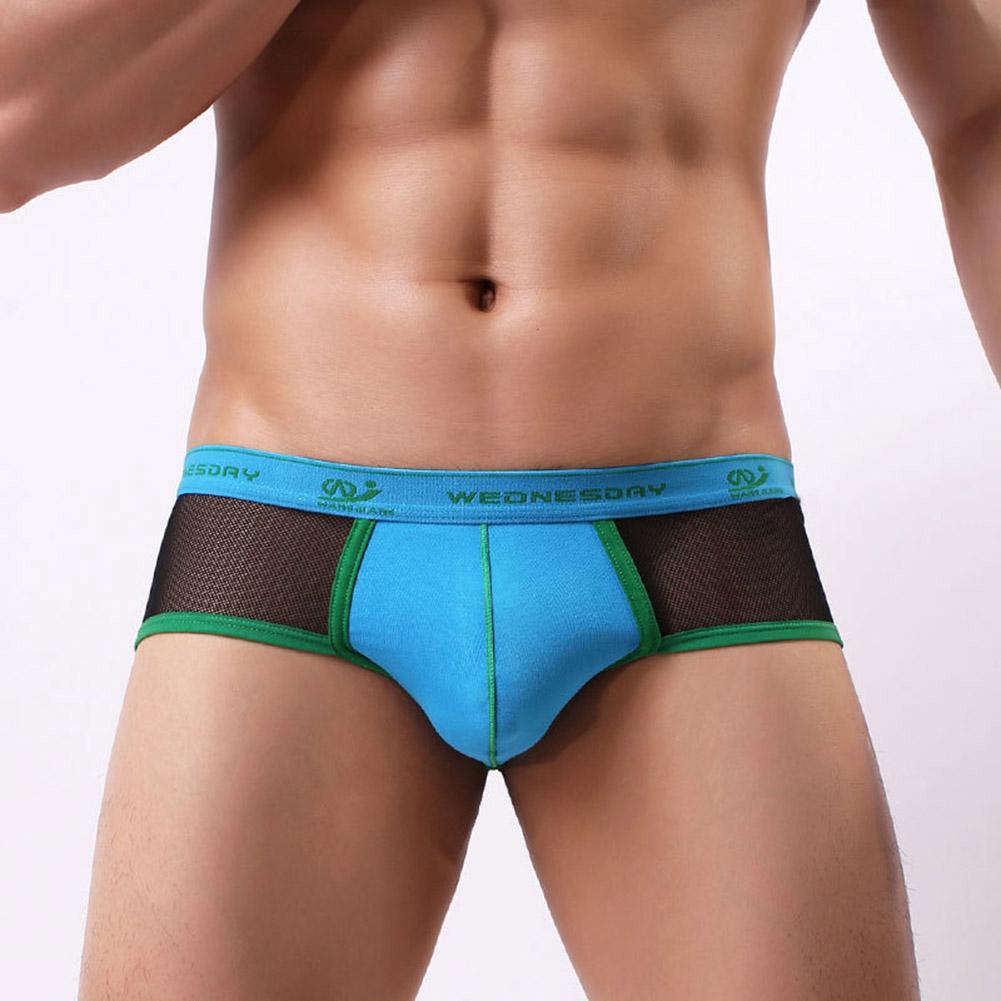 Men Underpants Convex Underwear Briefs Elastic Mesh Breathable Sexy Low Waist