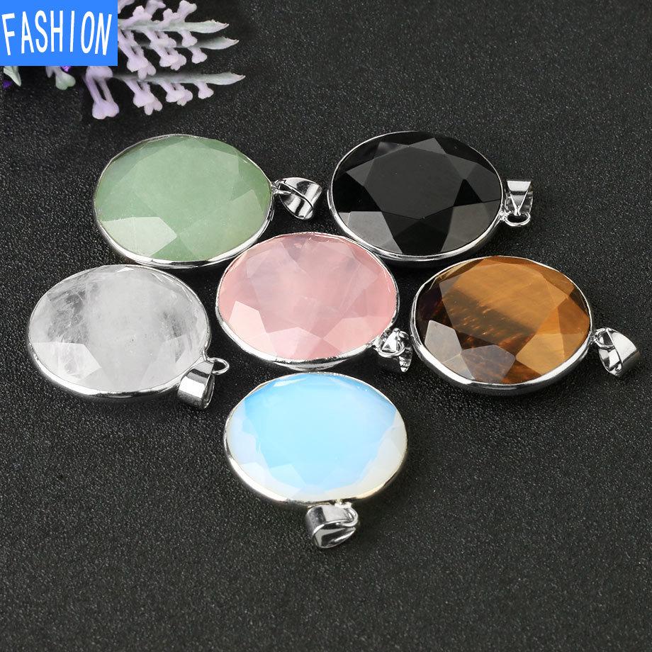 Colier universal de mărgele cu pandantiv de primăvară și de vară, piatră semiprețioasă, cu mai multe fațete, tăiat rotund, pentru bărbați și femei