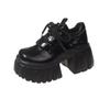 Fashion 8CM Women Mary Jane New Lace Up Loafers Platform Wedge Sneakers Chunky Shoes Women Black Shoes Spring Autumn Walking Sneakers