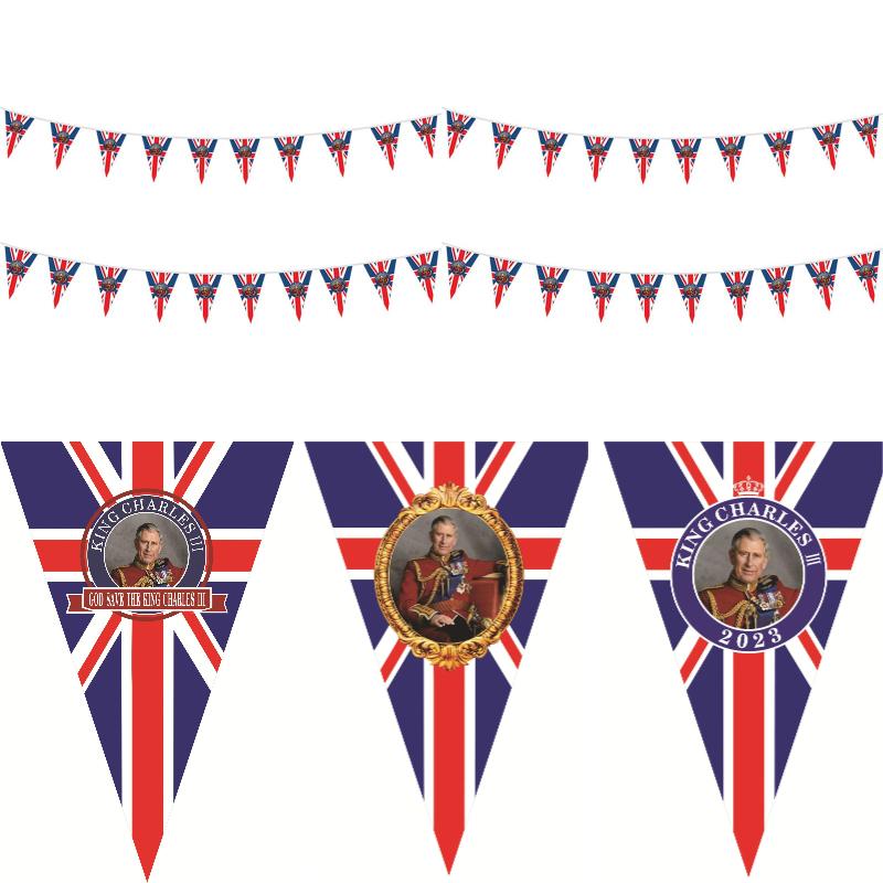 Charles King Iii Flag Banner Uk Coronation Ceremony Party Supplies Decoration