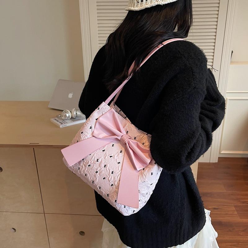 Large Capacity Trendy Bow New Fashion Polka Dot Tote Single Shoulder Underarm Women's Bag Commuting
