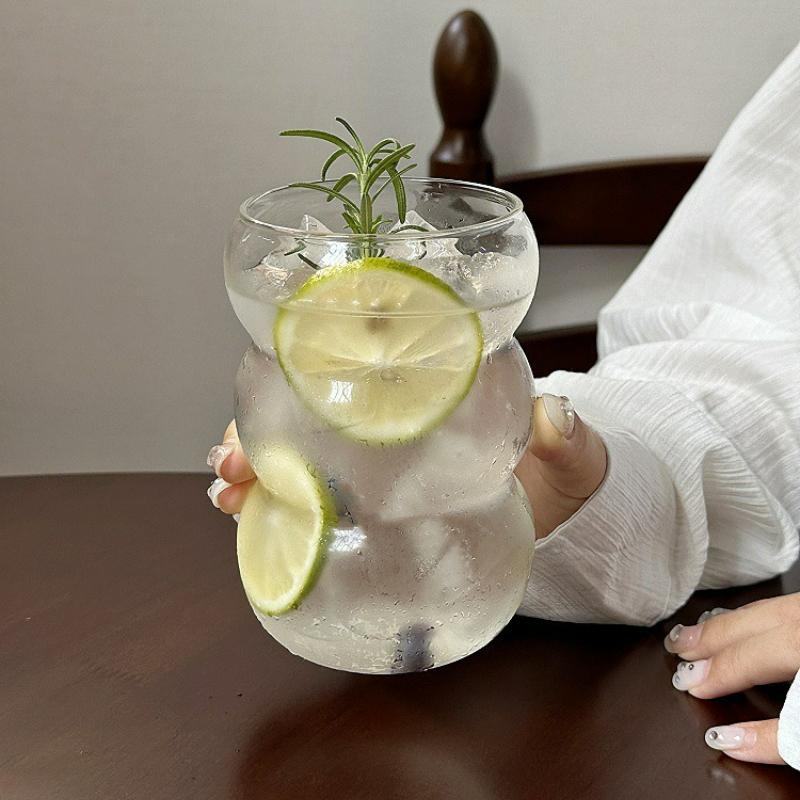 Glass Cup Household Breakfast Cup for Cocktail Juice Coffee Clear Mug Creative Cute Tea Milk Cup Home Decor Drinkware New