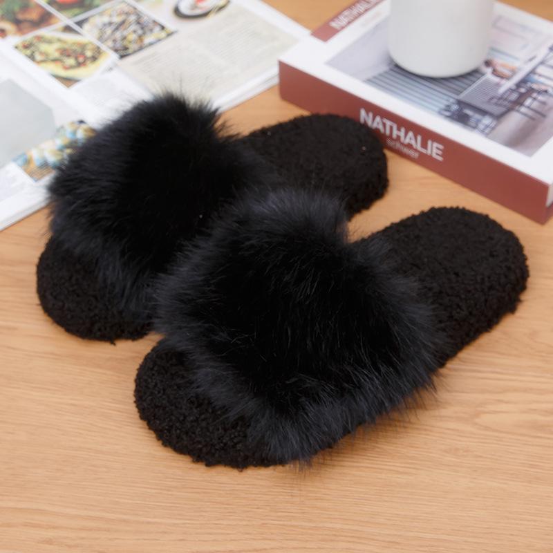 

Women s Furry Non-Slip Cotton Slippers - Cozy Plush Indoor Flip-Flops 40-41 (250mm) чёрный