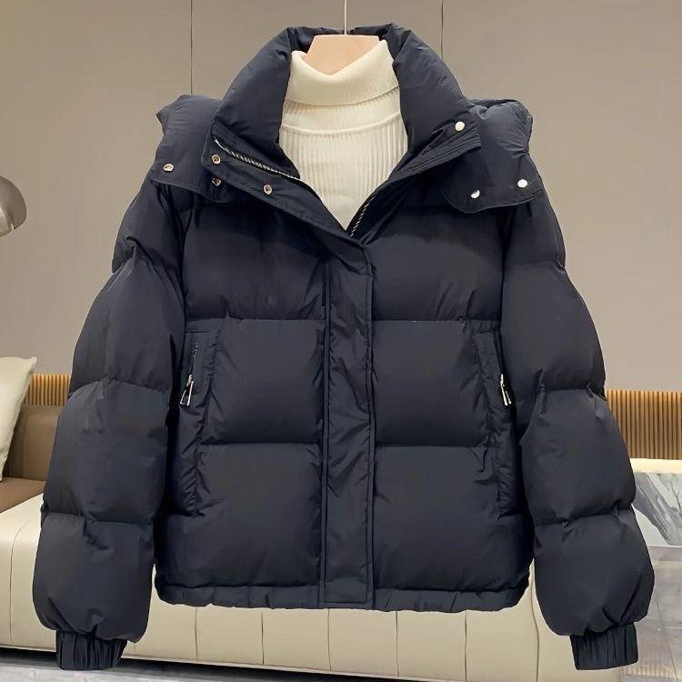 Petite 2025 Korean-Style Hooded Down Jacket - Short, Loose-Fit, Cotton-Padded for Winter