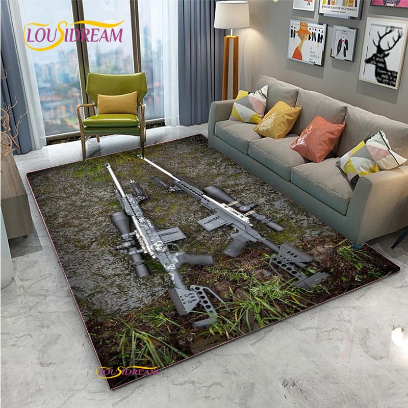 3D Geweer Pistool Revolver Wapen Cartoon Gebiedskleed, Tapijt Kleed voor Woonkamer Slaapkamer, Kind Keuken Deurmat Badkamer Antislip Vloermat