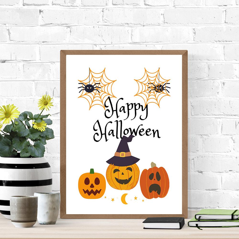 Halloween Fall Canvas Painting Thanksgiving Autumn Posters and Prints Watercolor Wall Pumpkin Art Pictures for Living Room Decor