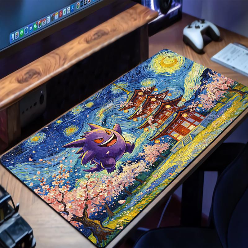Mouse Pad Pokemon Gengar Sakura Pagoda Anime Gaming Accessories Keyboard Desk Mat Gabinete Gamer Rug Carpet Mousepad Mouse Mats