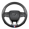 Genuine Leather Steering Wheel Cover for Toyota Camry, Corolla, Highlander, Levin, Vios with Carbon Fiber Handlebar