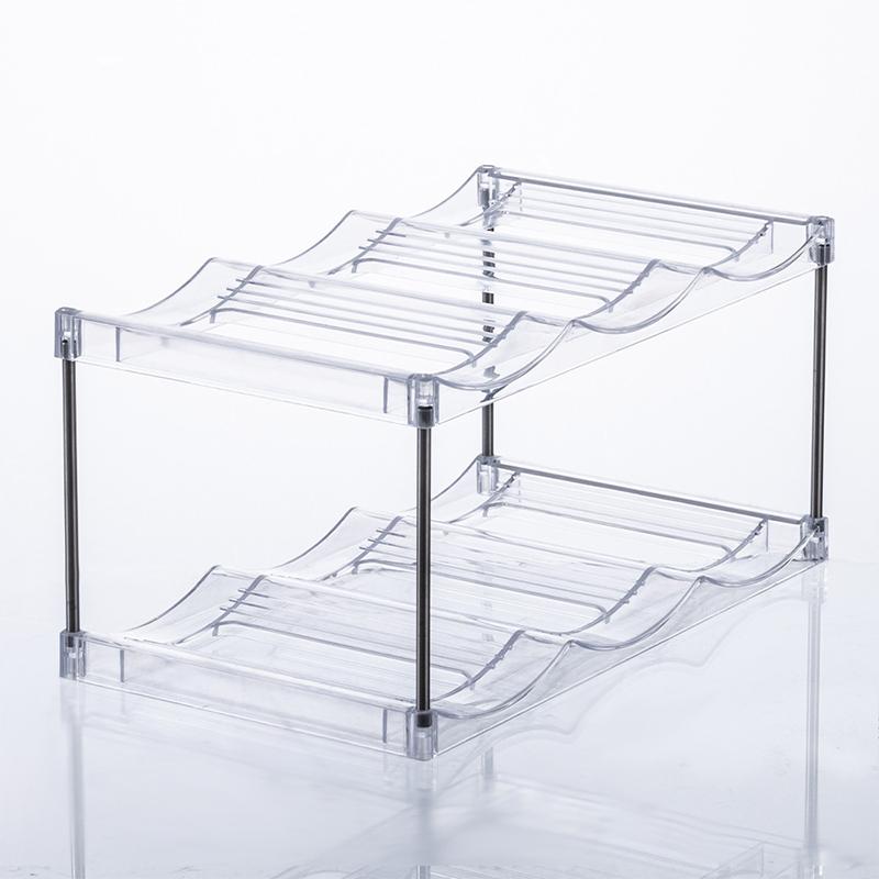 

Stackable Water Bottle Organizer Holder For Clear Wine Rack Cup Bottle Holder For Cabinet Home Countertop Fridge Pantry Shelf 2 Layers чистый