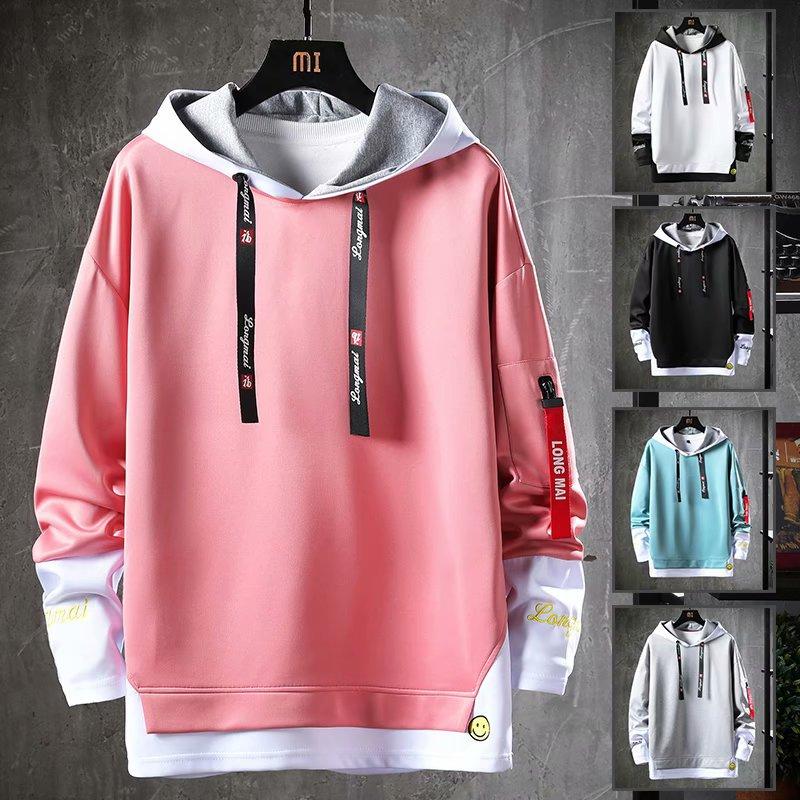 Sudadera con capucha de primavera para hombre, estilo hip hop, ropa de calle informal, moda para hombre, sudaderas con capucha holgadas de color liso estilo coreano Harajuku