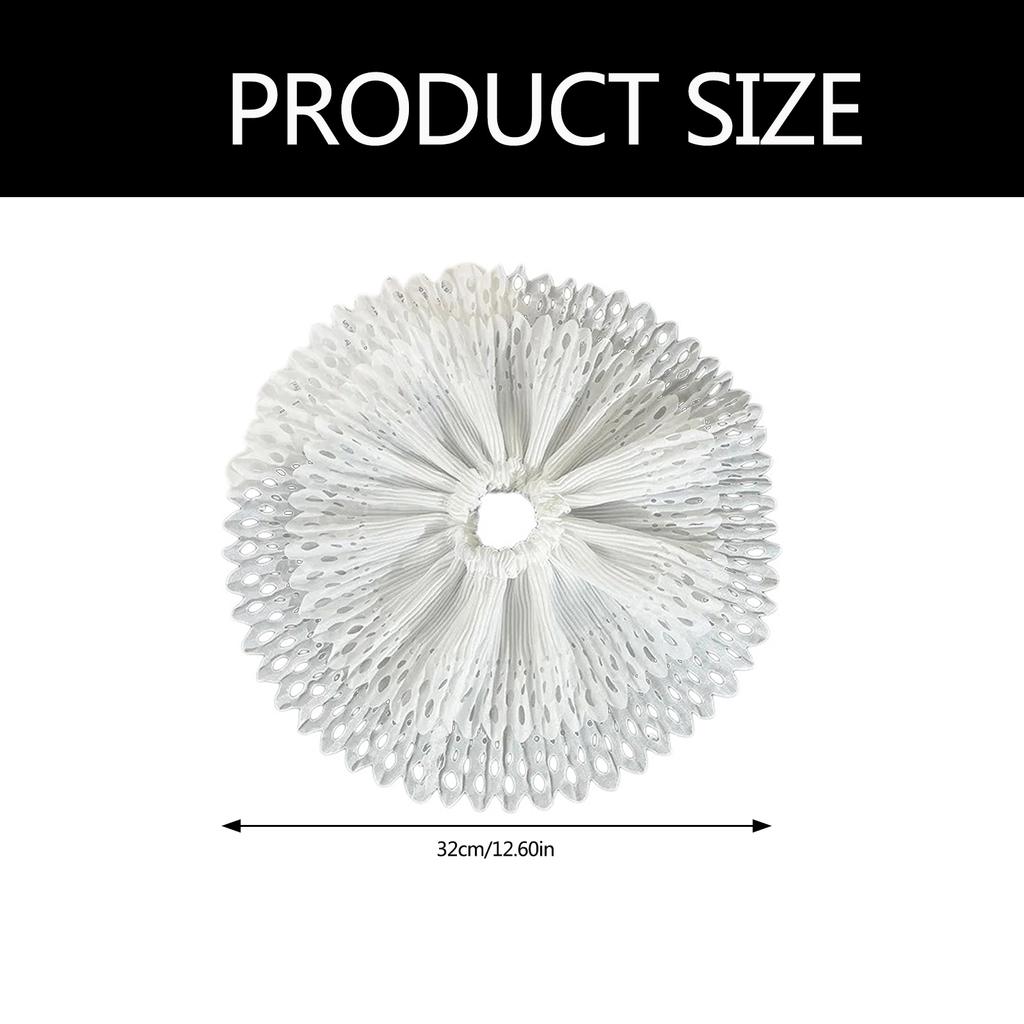 Elegant Scrunchies White Hollow Out Double Layer Pleated Hairband and Elastic Hair Scrunchy for Fashionable Women