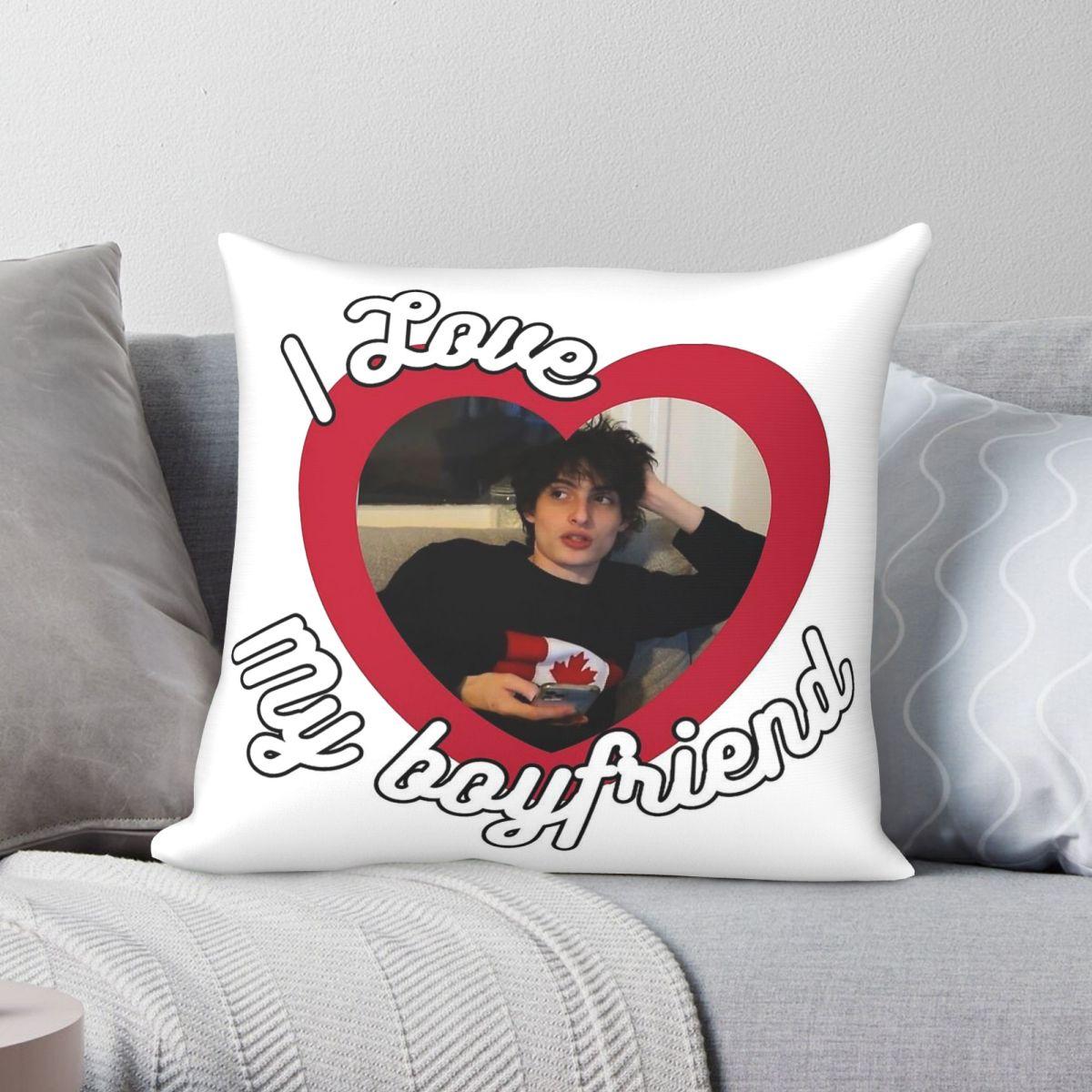 Exquisite Ornaments Unisex I Love Finn Wolfhard Pillowcase Polyester Linen Velvet Pattern Zip Decorative Pillow Case Sofa Seater Cushion Cover