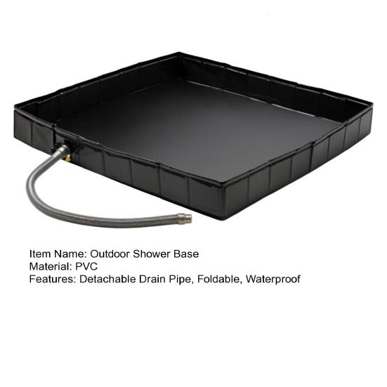 Outdoor Shower Base with Detachable Drain Pipe Foldable Waterproof PVC Outdoor Camping Beach RV Shower Pan Floor Stall