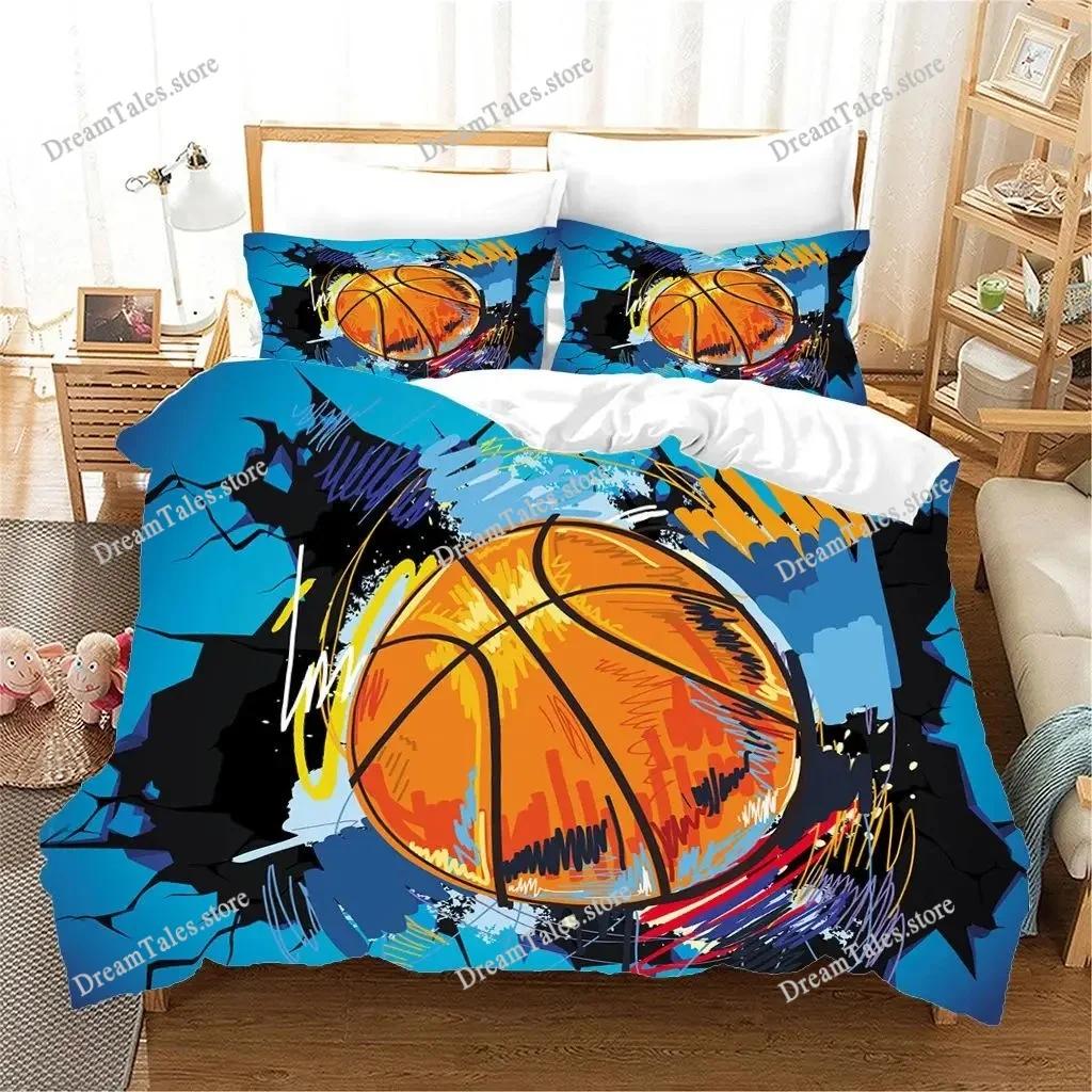 Basketball Duvet Cover Set Hit The Broken Wall Ball Theme Bedding Set for Kids Teens Queen King Size Soft Quilt Cover