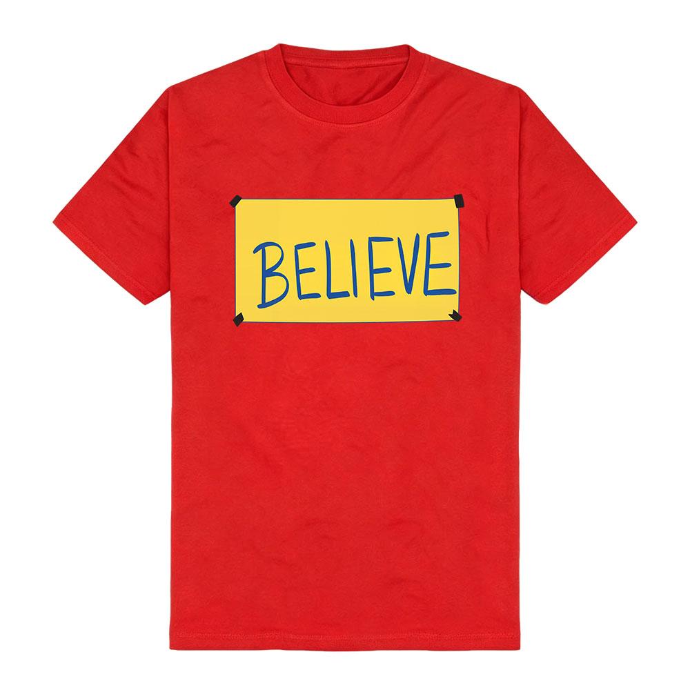 Believe Sign Design Printing T-shirt Short Sleeve Cotton Casual Couple Tees Men Women Basic Streetwear Top Print Crew Neck Shirt