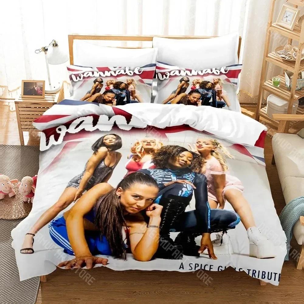3D Print S-spices 90S Bedding Set Cartoon Anime three-piece set Adult Kid Bedroom Duvetcover Sets 3D Kawaii Hip Hop Girls