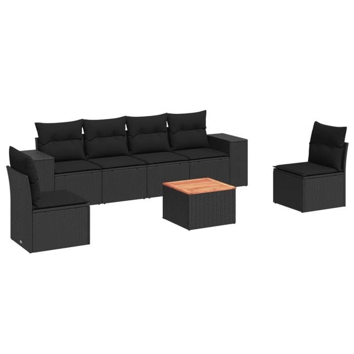 VidaXL Garden Lounge Set with Cushions 7 Pcs, Patio Sofas, Furniture Set, Outdoor Terrace Furniture, Black 3257721
