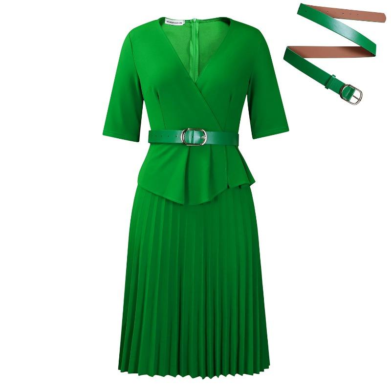 Women's new fashion plus size temperament Tongle V-neck pleated African dress
