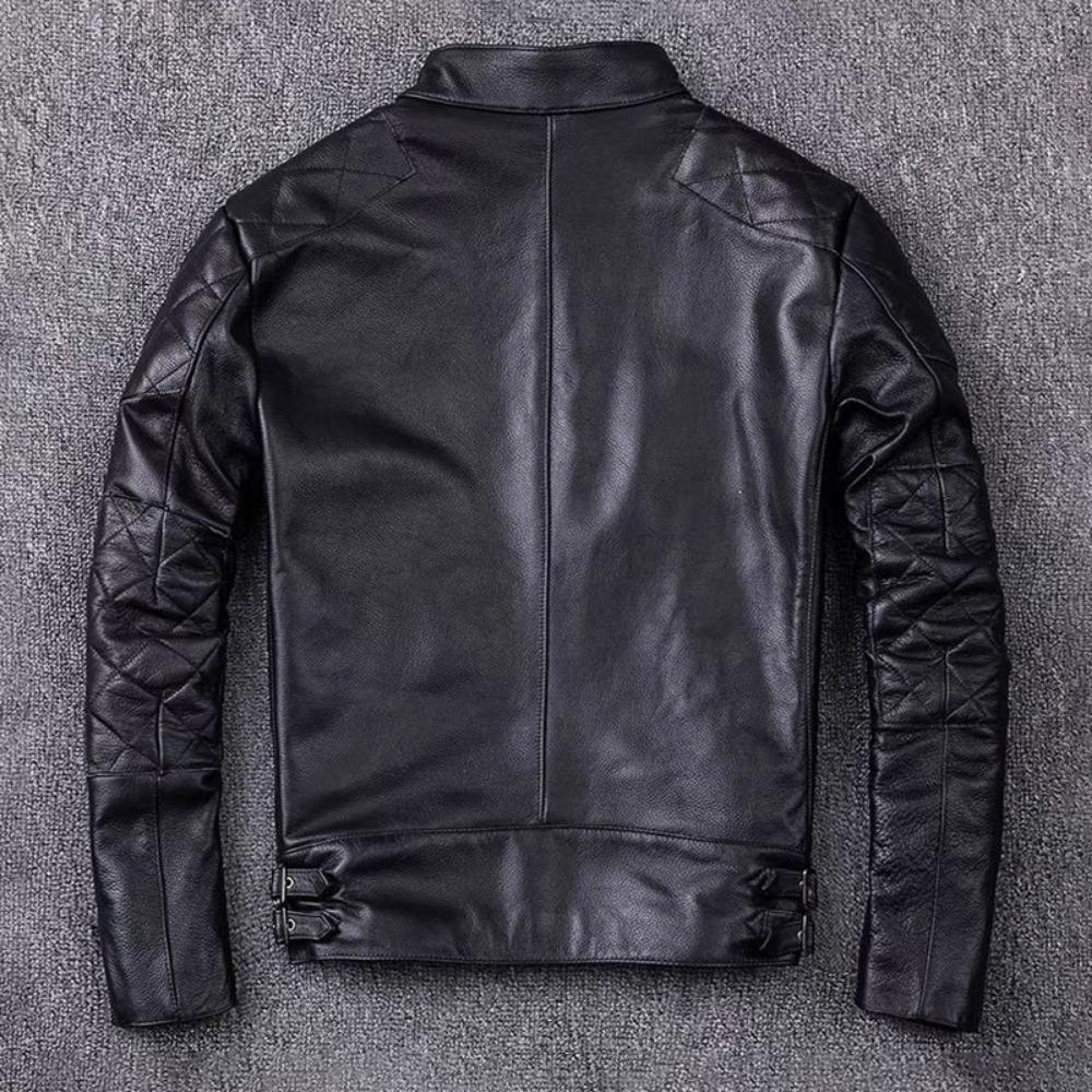 The First Layer of Cowhide Leather Jacket Men's Short Slim-fit Locomotive Stand-up Collar Leather Jacket Large-size Jacket