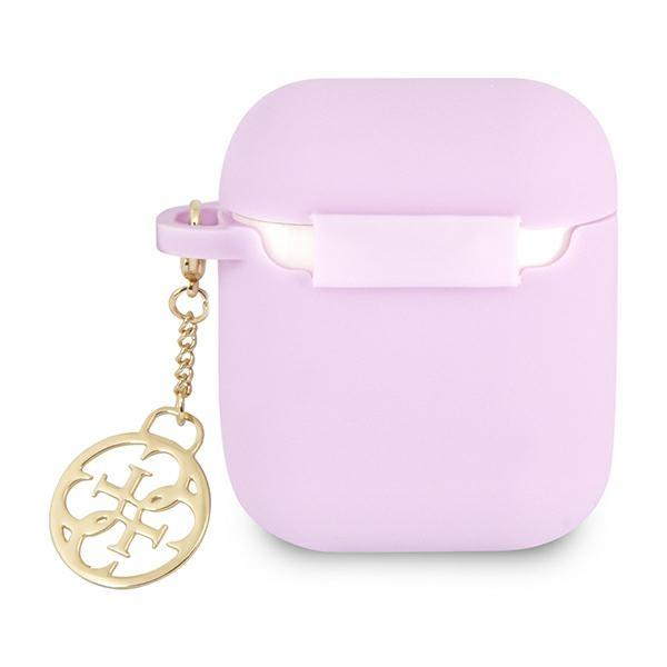 Etui Do AirPods 1 Guess Silicone Charm 4G Collection Fioletowe