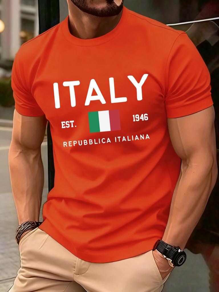 Italy Repubblica Italiana Print TShirts Men Fashion ONeck T Shirt Cotton Loose Clothing Male AllMatch Casual Streetwear