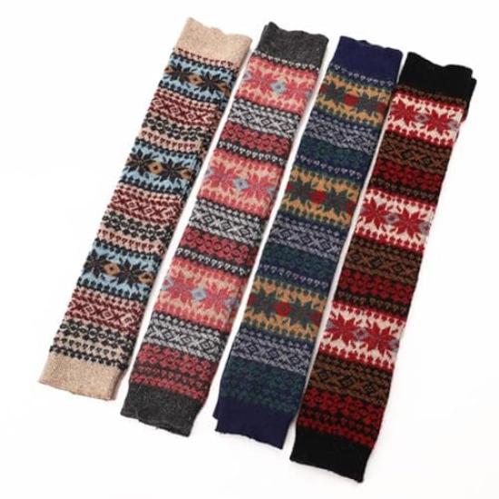 Nordic Pattern Leg Warmers Ankle Warmers Warm Socks Snow Snowflake Knit Warm Cold Protection Outdoor Cute Stylish [NOPNOP] Women's (1, Charcoal)