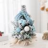 Snowy Mini Christmas Tree Small Tabletop Artificial Flocked Tree with Balls Bow And Cloth Bag Base for Home Office Desk Decor