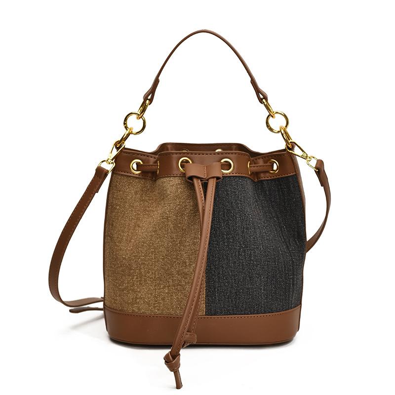 Neue Denim-Spleiß-Schulter-Bucket-Bag modische Pendler-Großraum-Umhängetasche modische Bucket-Handtasche Damen
