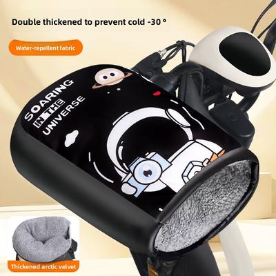 Capa de Guidão Impermeável de Inverno para Motocicleta Elétrica, Luvas Quentes e à Prova de Vento para Carro a Bateria, Capa de Guidão Aveludada Espessa à Prova de Frio