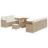 Ensemble de 10 Pièces de Canapés de Jardin avec Coussins Beige Rattan Poly Acacia, Ensemble 3 Pièces de Salle à Manger 3364961