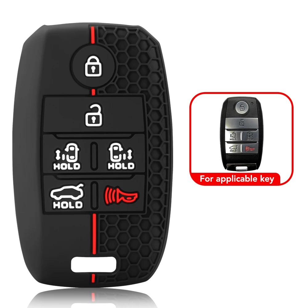 New 6 Buttons Silicone Car Remote Card Key Case Cover Shell Fob for Kia Sedona/Grand/Carnival/Sorento L580 Accessories Box