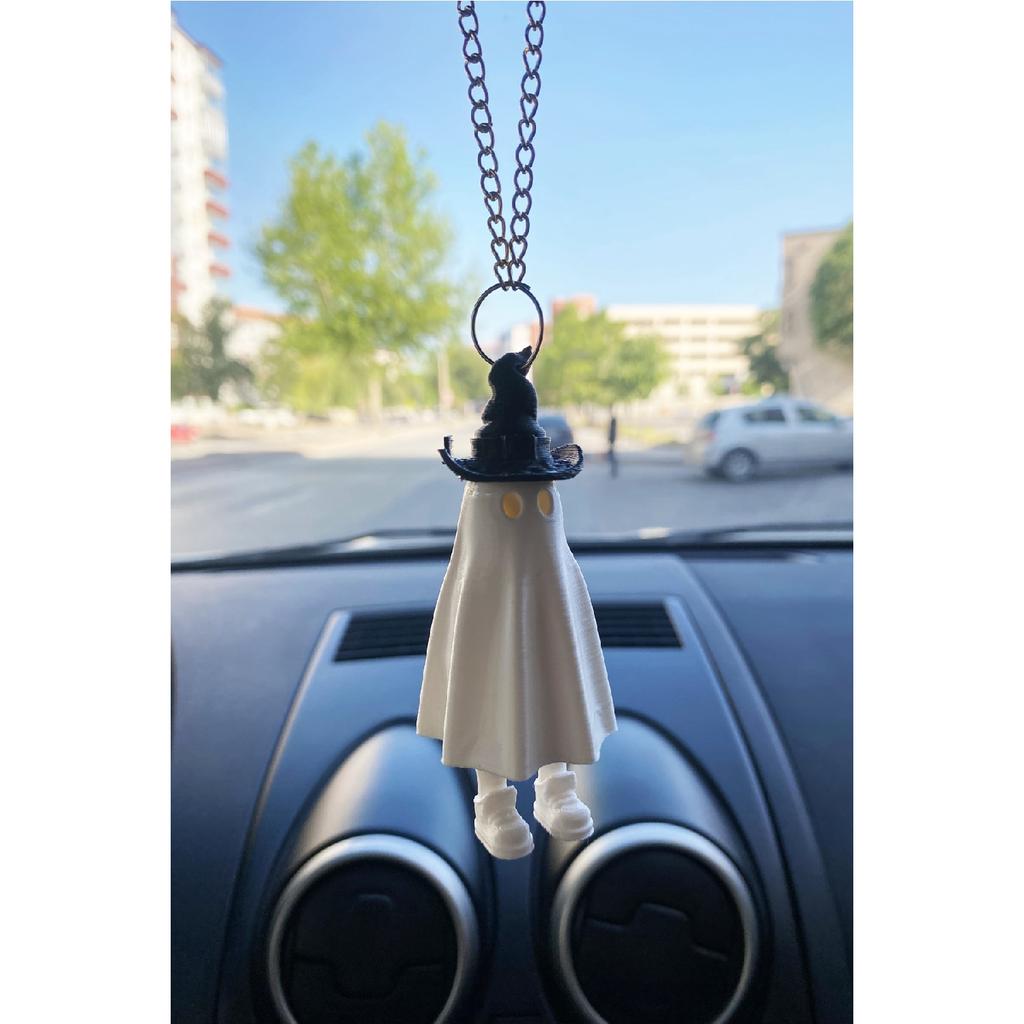 Ghost Mirror Ornament Cute Ghost Auto Mirror Ornament