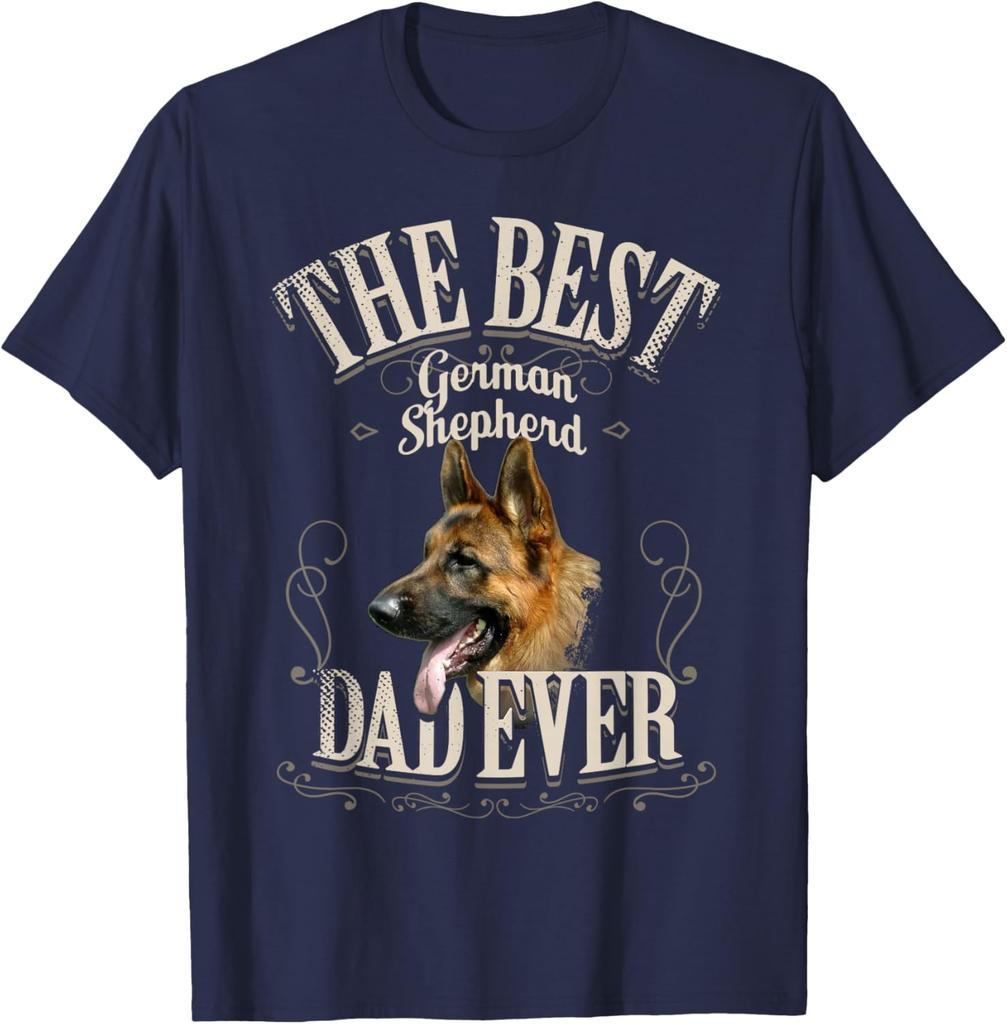 Best GerUnisex Shepherd Dad Ever Graphic Tee Unisex Short Sleeve Casual Cotton TShirt