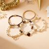 Liquid Metal Geometric Bracelets Set For Women Irregular Imitation Pearls Heart Beaded Bracelets Party Jewelry Gifts