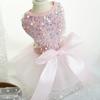 Sequin Pet Princess Dress Lace Bow Dog Tulle Skirt Pet Wedding Dresses  Party Wear