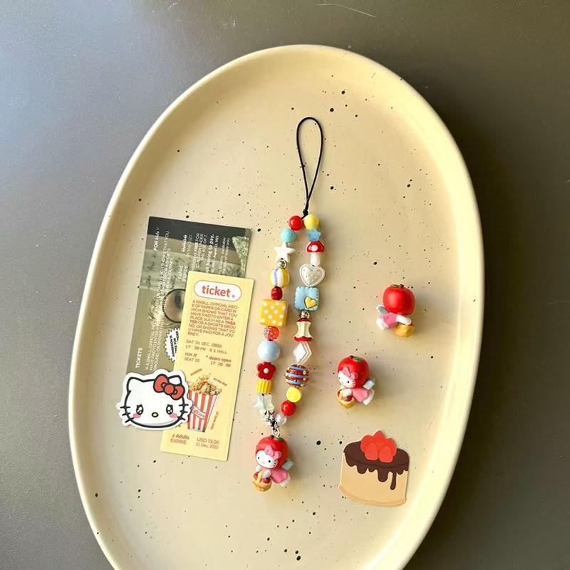 

Sanrio Корзина с фруктами Телефонная цепочка Hellokitty Противопотерянный браслет на запястье Шарм для чехла для наушников Украшение для сумки