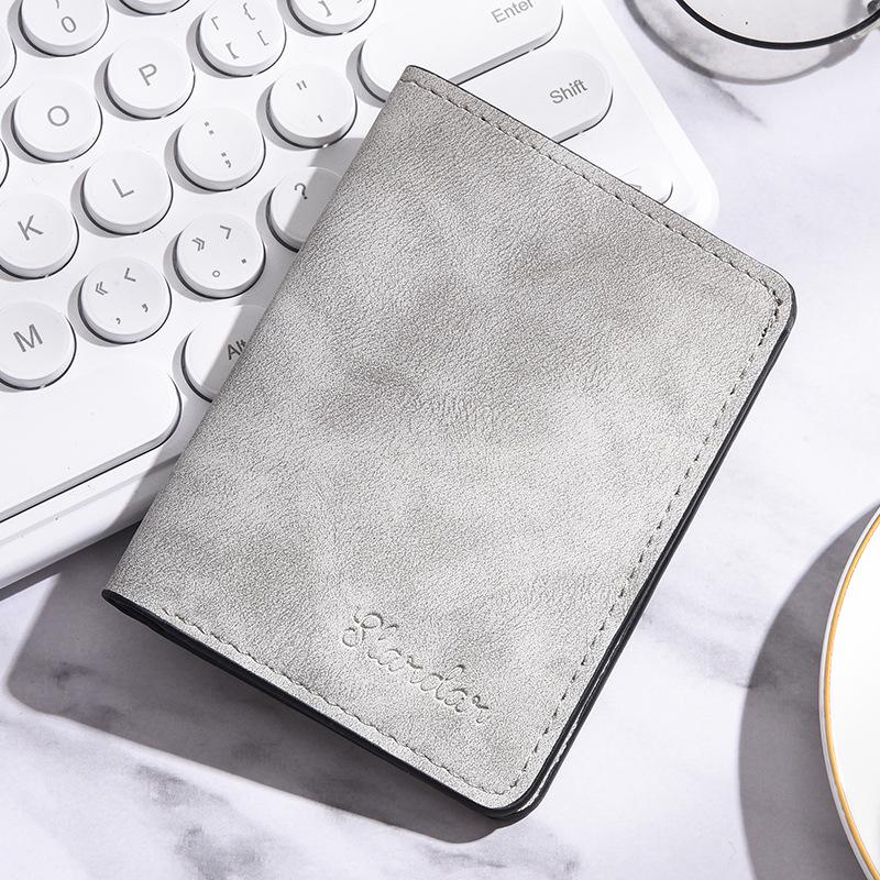 

Ультратонкий мужской кожаный держатель для карт и кошелек для водительского удостоверения серый