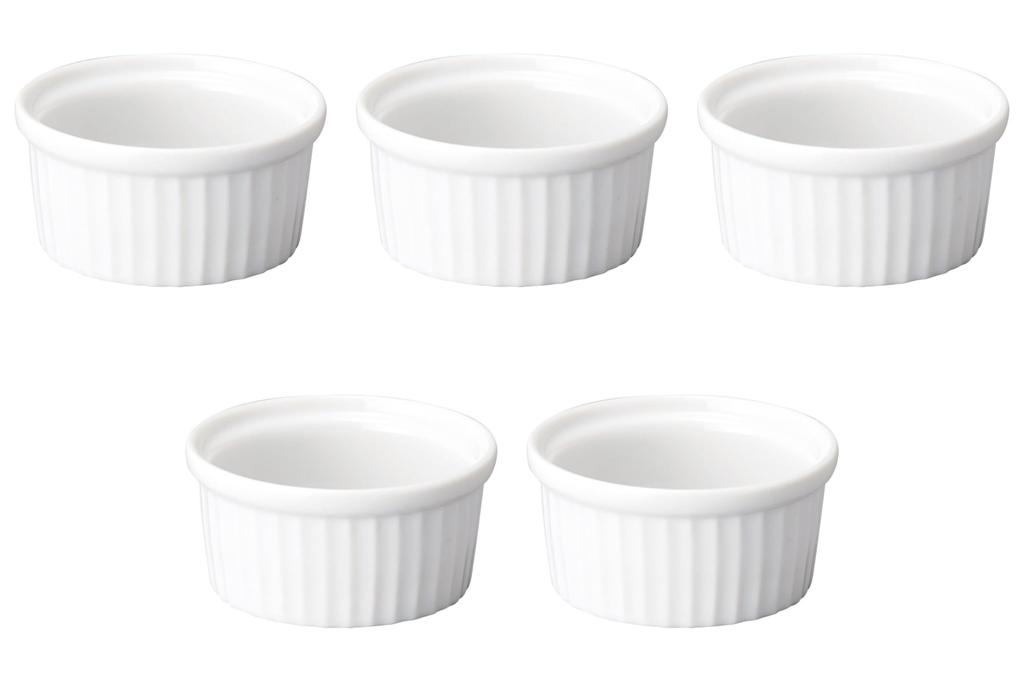 Set of 5 White Souffles X Cm Setomonohonpo 3-inch [7.7 3.9 (100cc)] Souffles, Ceramic,