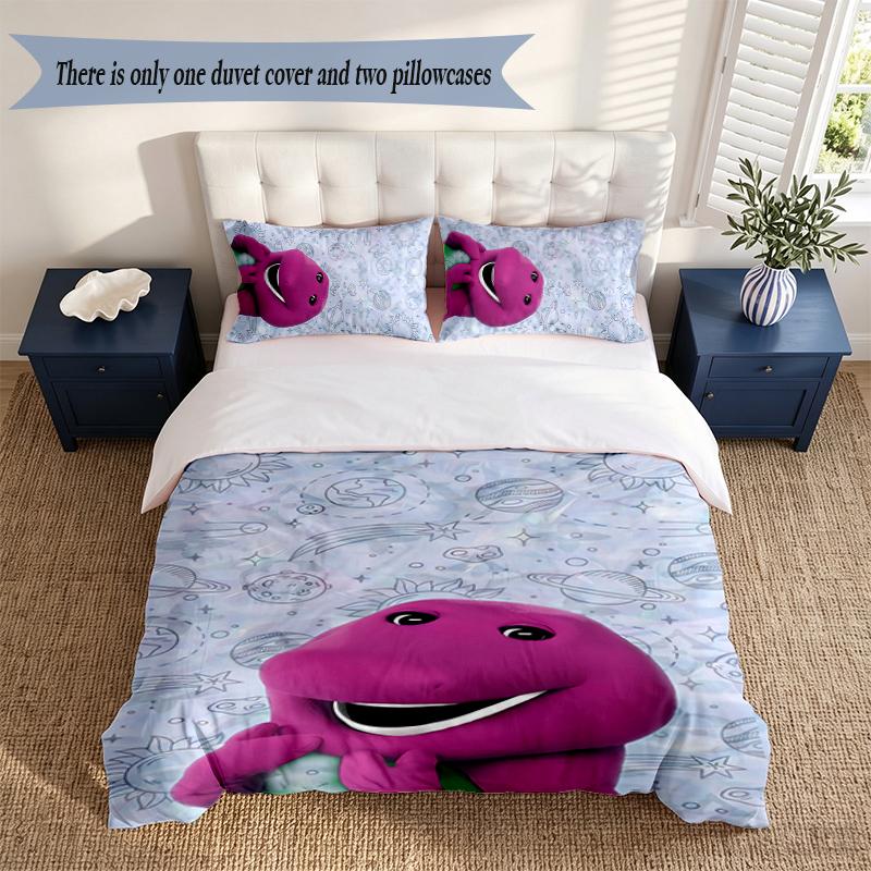 BARNEY 3‑Piece Bedding Set Soft Microfiber Duvet Cover Pillowcases Comfortable Bed Linen for Bedroom Decoration