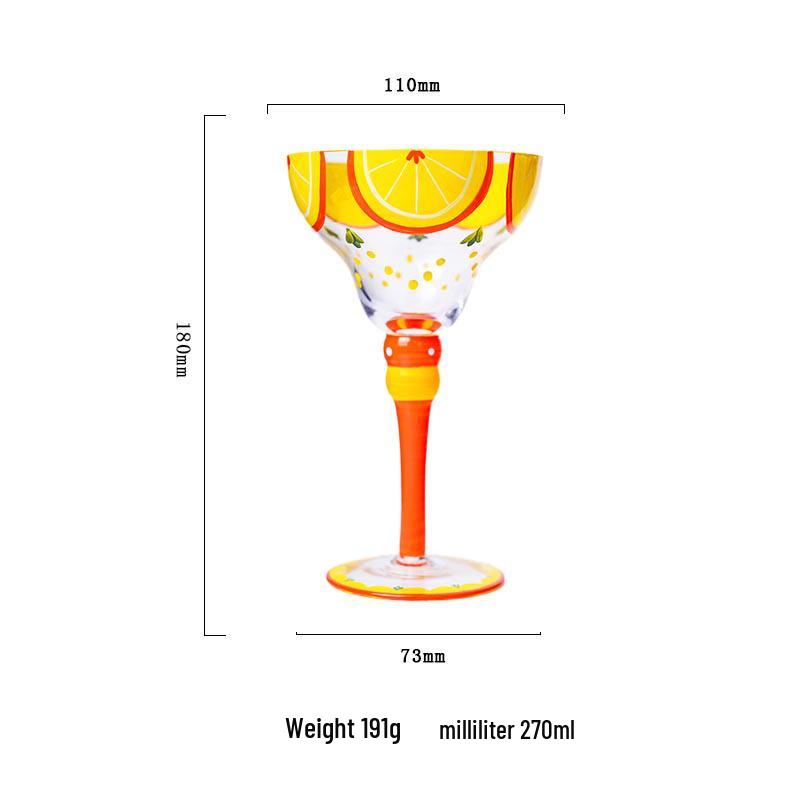 Hand-Painted High-Stem Margarita Glass for Cocktails