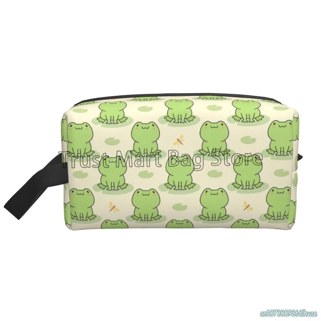 Bolsa de Maquillaje de Rana de Dibujos Animados para Niñas Mujeres Kawaii Rana Bolsas Cosméticas de Viaje Estuche Impermeable para Artículos de Tocador Bolsa de Almacenamiento para Gimnasio Escuela