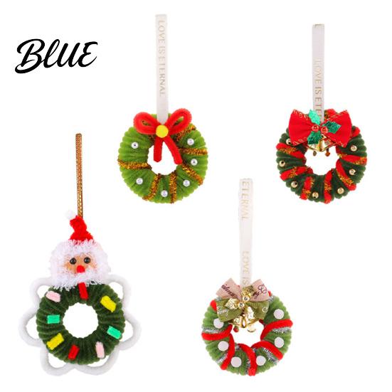 Holiday Door Decoration Handmade Pipe Cleaner Christmas Wreath Ornament Chenille Stems Mini Bow Bell Crafts with Bells for Window Fireplace