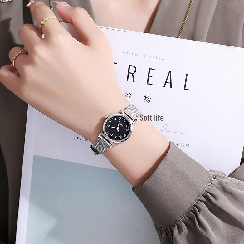 Women's Casual Digital Quartz Student Watch with Mesh Band
