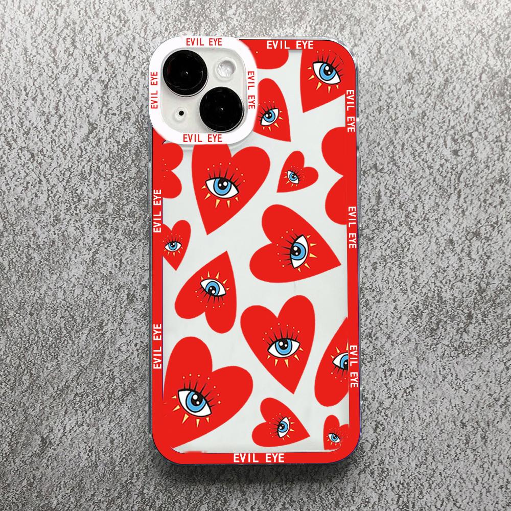 Lucky Eye Blue Evil Eye Print Phone Case For iPhone 14 12 13 11 Pro Max XR X XS MAX 13Pro 7 8 Plus Cover Clear Shockproof Fundas