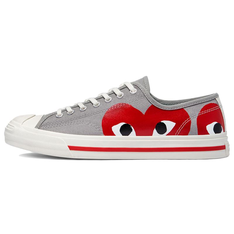 Comme Des Garcons PLAY X Converse Jack Purcell Comfortable Versatile Low-Top Canvas Shoes Unisex Gray-Red