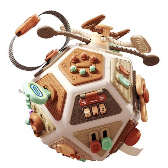 

Монтессори Игрушка для раннего развития Малыш Развивающая доска Куб Игрушки 22-в-1 Сенсорная игрушка Монтессори для мальчиков и девочек 1-3 лет кофейный