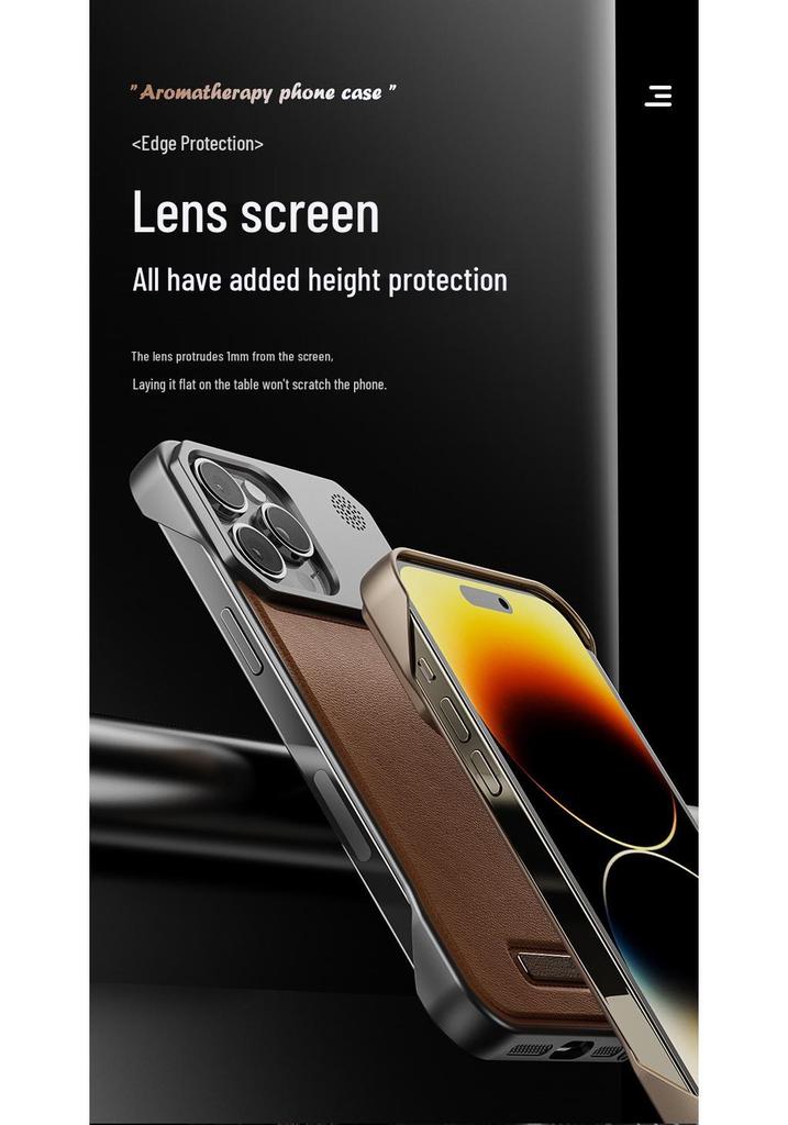 Leather Aroma Magnetic Case for iPhone 17 Pro Max with Metal Paint Borderless Design