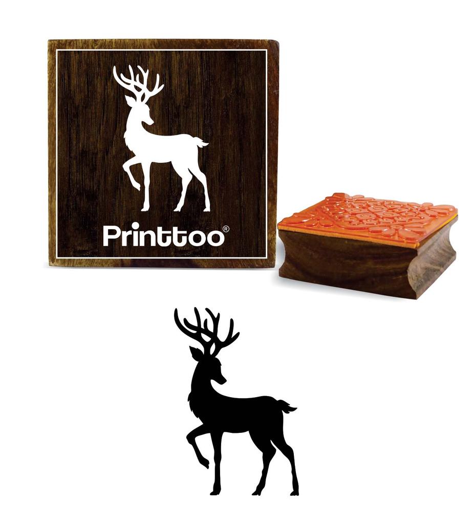 Printtoo Vzor sobů Zápisní karta Čtvercový Hnědý Dřevěný Gumové Razítko Blok-2 x 2